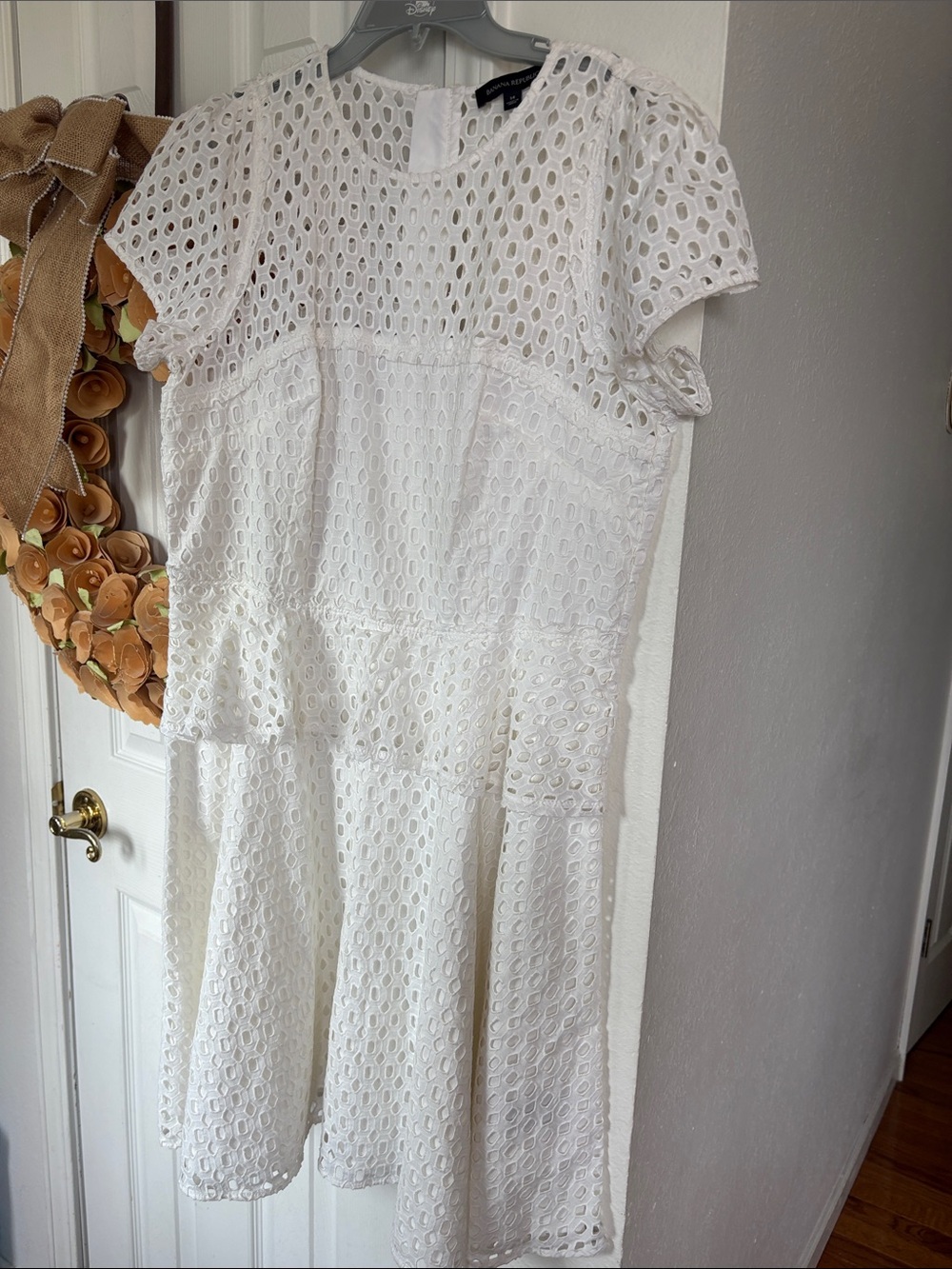 Banana Republic Geo Lace Peplum Dress, WHITE